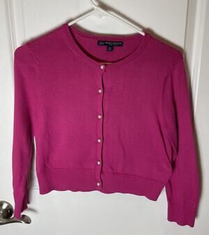 346 Brooks Brothers Bright Pink Cardigan Sweater, Supima Cotton, Sz. XS Preppie